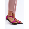 Moteriškos plokščios basutės su auksiniu papuošimu Vinceza 17321 fuksija | Sandalai moterims | jai24.lt