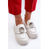 Baltos odos batai su ornamentu Zazoo 3486 | Mokasinai moterims | jai24.lt