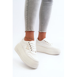 Moteriški sportbačiai, pagaminti iš dirbtinės odos ant Chunky Platform šviesiai smėlio spalvos Chrisstin 199589