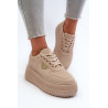 Moteriški sportbačiai, pagaminti iš dirbtinės odos ant Chunky Platform šviesiai smėlio spalvos Chrisstin | Kedai | jai24.lt