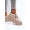 Moteriški sportbačiai, pagaminti iš dirbtinės odos ant Chunky Platform šviesiai smėlio spalvos Chrisstin | Kedai | jai24.lt
