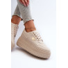 Moteriški sportbačiai, pagaminti iš dirbtinės odos ant Chunky Platform šviesiai smėlio spalvos Chrisstin | Kedai | jai24.lt