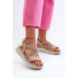 Lengvi moteriški patogūs Velcro sandalai smėlio spalvos Ceclea 199598