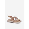 Lengvi moteriški patogūs Velcro sandalai smėlio spalvos Ceclea | Sandalai moterims | jai24.lt