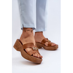 „Zazoo 40412“ odinės elegantiškos moteriškos šlepetės su auksiniu ornamentu 199609