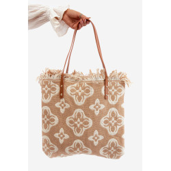 Raštuotas didelis austas paplūdimio krepšys rudas Sadhara 199643