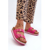 Moteriškos platforminės basutės su sagtimis Eco Suede Pink Ursila | Šlepetės | jai24.lt