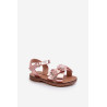 Vaikiškos basutės puoštos gėlėmis, užsegamos velcro, auksinės spalvos Fagossa | Basutės vaikams | jai24.lt