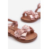 Vaikiškos basutės puoštos gėlėmis, užsegamos velcro, auksinės spalvos Fagossa | Basutės vaikams | jai24.lt