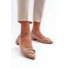 Žemakulniai pompos su Eco Suede puošmena S.Barski KV27-034 Beige | Aukštakulniai | jai24.lt