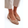 Žemakulniai pompos su Eco Suede puošmena S.Barski KV27-034 Beige | Aukštakulniai | jai24.lt