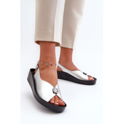 Odinės Moteriškos Sandalai Ant Pakulnės Ir Platformos S.Barski KV51-020 Aukso 199706