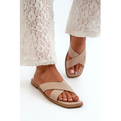 Moteriški basutės plokščiakulniais iš ekologiškos odos S.Barski KV27-002 smėlio spalvos 199711