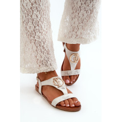 Plokšti moteriški sandalai su puošmena S.Barski KV27-051 Auksas 199752