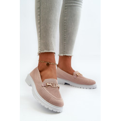 Moteriški batukai ant plokščio kulno su aukso spalvos detalėmis Rožinė Limentia 199765