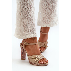 Moteriški odiniai sandalai su kulnu Maciejka 06564-22 Beige-Gold 199768
