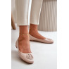 Moteriški balerinų butai su ekologiškos odos dekoru Beige Rhodike | Balerinos bateliai | jai24.lt