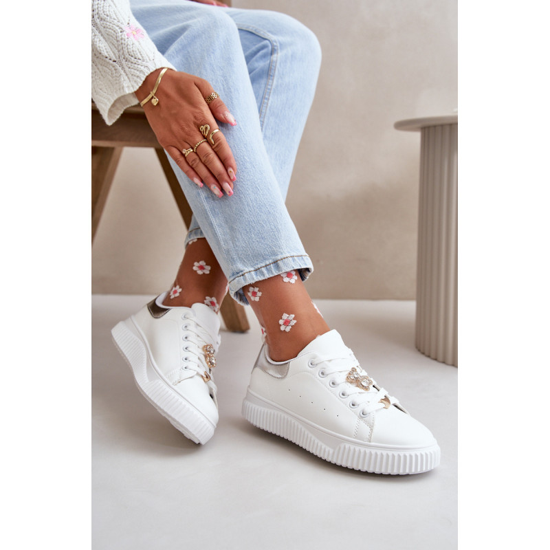 Žemi sportbačiai, pagaminti iš ekologinės odos su žavesiu juodai balta Cillione | Kedai | jai24.lt