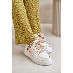 Moteriški sportbačiai su platforma su dekoratyviniu suvarstymu White Mistra 199820