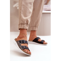 Patogios moteriškos šlepetės su sagtimis Juodos Inblu CN000033 199823