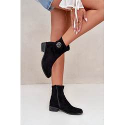 Moteriški kulkšnies batai plokščiu kulnu ir smėlio spalvos Loratie užtrauktuku 199825