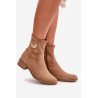 Moteriški kulkšnies batai plokščiu kulnu ir smėlio spalvos Loratie užtrauktuku | Auliniai batai moterims | jai24.lt