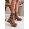 Moteriški batai su aukštakulniais su užtrauktuku Eco Suede Brown Rashmi | Auliniai batai moterims | jai24.lt