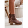 Moteriški batai su aukštakulniais su užtrauktuku Eco Suede Brown Rashmi | Auliniai batai moterims | jai24.lt