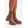 Moteriški batai su aukštakulniais su užtrauktuku Eco Suede Brown Rashmi | Auliniai batai moterims | jai24.lt