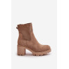 Moteriški batai su aukštakulniais su užtrauktuku Eco Suede Brown Rashmi | Auliniai batai moterims | jai24.lt