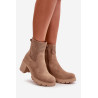 Moteriški batai su aukštakulniais su užtrauktuku Eco Suede Brown Rashmi | Auliniai batai moterims | jai24.lt