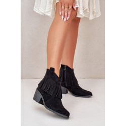 Moteriški kaubojiški batai su užtrauktuku Eco Suede Black S.Barski HY42-127 199828