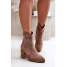 Papuošti moteriški batai su aukštakulniais iš ekologiškos zomšos rudos spalvos S.Barski HY42-029