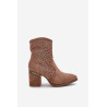 Papuošti moteriški batai su aukštakulniais iš ekologiškos zomšos rudos spalvos S.Barski HY42-029