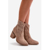 Papuošti moteriški batai su aukštakulniais iš ekologiškos zomšos rudos spalvos S.Barski HY42-029