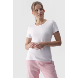 Lygūs moteriški marškinėliai su logotipu, balti 4F 4FWMM00TTSHF1845-10S 199836