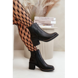 Apšiltinti moteriški batai su aukštakulniais ekologinės odos juodi irittes 199838
