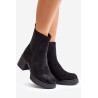 Ekologiški zomšiniai moteriški batai su kulnu izoliuota juoda Meriluna | Auliniai batai moterims | jai24.lt