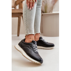 Moteriški sportbačiai sportiniai batai iš ekologiškos odos Big Star OO274024 Hi-Poly System Black 199864