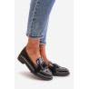Lakuoti moteriški mokasinai su dekoracija Black Vinceza 58389 | Mokasinai moterims | jai24.lt