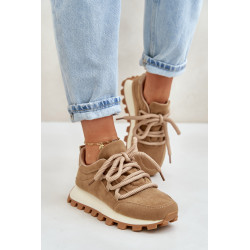 Sportiniai bateliai ant platformos, pagaminti iš ekologiškos zomšos rudos Riadella 199875