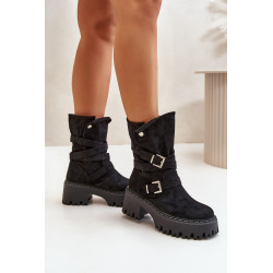 Moteriški kulkšnies batai ant stambaus kulno su sagtimis ir juodu Nerelisa dirželiu 199879