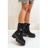 Moteriški kulkšnies batai ant stambaus kulno su sagtimis ir juodu Nerelisa dirželiu | Auliniai batai moterims | jai24.lt