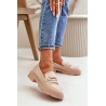 Moteriški mokasinai su dekoracija Eco Leather Beige Tialorae | Mokasinai moterims | jai24.lt