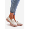 Moteriški mokasinai su dekoracija Eco Leather Beige Tialorae | Mokasinai moterims | jai24.lt