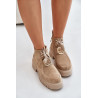 Zomšiniai kulkšnies batai su auksine puošyba smėlio spalvos Zazoo 2952 | Auliniai batai moterims | jai24.lt
