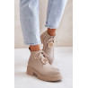 Zomšiniai kulkšnies batai su auksine puošyba smėlio spalvos Zazoo 2952 | Auliniai batai moterims | jai24.lt