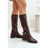 Moteriški izoliuoti aukštakulniai batai su auksine sagtimi juodos spalvos Arsisna | Ilgaauliai batai | jai24.lt