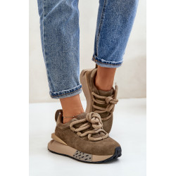 Moteriški zomšiniai sportbačiai ant platformos su storu suvarstymu Artiker 54C1464 juodi 199919