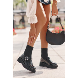 Lakuoti batai su kojinėmis ir sagtimi, juodi MR880-076 199929